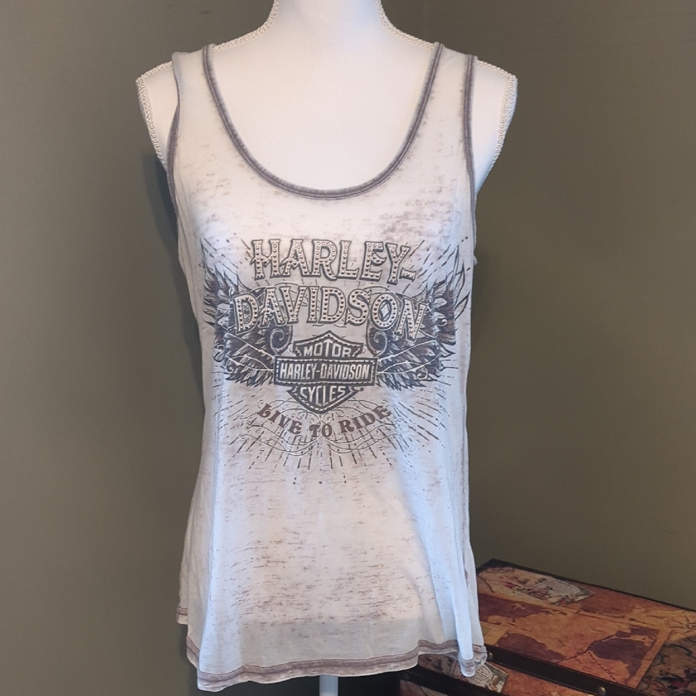 Harley-Davidson Brown Graphic Fitted Tank Top